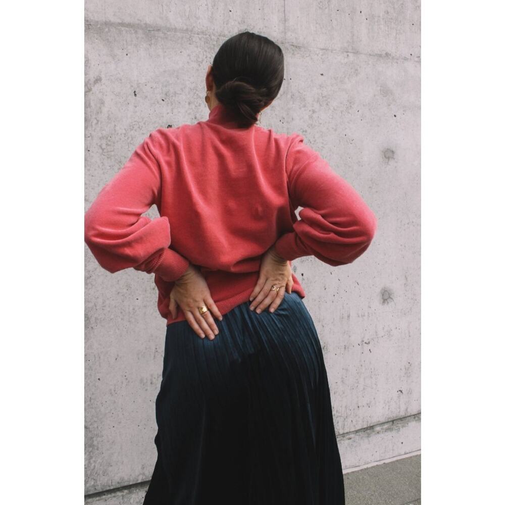 Just Female Adelet Knit Mock Neck Sweater in Rose Pink Velvet-like Soft - Picture 11 of 13